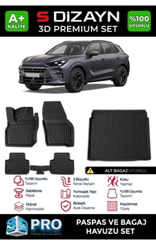 S-dizayn Cupra Terramar 3d Pro Havuzlu Paspas Ve Alt Bagaj Havuzu Seti 2'li Set 2024 Üzeri A+ Kali