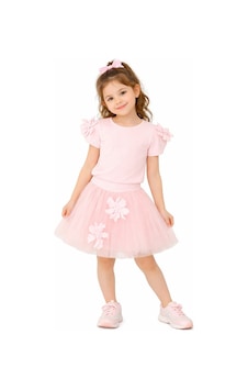 Nk Kids Kız Çocuk Çiçek Detaylı Tütü Etekli 2'li Takım Pembe -2698