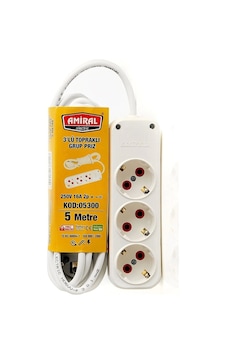 Amiral 3' Lü Topraklı 5 Metre Kablolu Grup Priz 1
