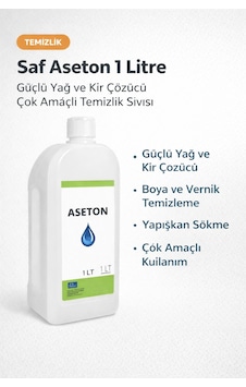 Saf Aseton 1 Litre Güçlü Yağ Ve Kir Çözücü Çok Amaçlı Temizlik Sıvısı 1 Adet