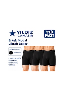 Yıldız Çamaşır Erkek Modal Likralı Boxer 36-37-38-39-40-41-42 - 3 Adet Siyah Yıldız Çamaşır Erkek Modal Likralı Boxer 36-37-38-39-40-41-42 - 3 Adet Siyah