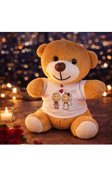 Veraura Lifestyle Sevimli Gelin Damat Tişörtlü Peluş Ayıcık Beyaz Veraura Lifestyle Sevimli Gelin Damat Tişörtlü Peluş Ayıcık Beyaz