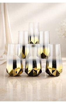 Rova Tr Amber Serisi Titanyum Kaplama Modern Su Bardağı 6 Lı Premium Set - Hediyelik Altın Rova Tr Amber Serisi Titanyum Kaplama Modern Su Bardağı 6 Lı Premium Set - Hediyelik Altın