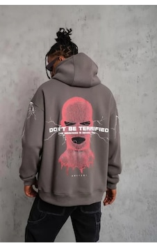 Vexor Erkek Maske Baskılı Kapüşonlu Sweat - Gri Vexor Erkek Maske Baskılı Kapüşonlu Sweat - Gri