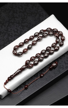 925 Ayar Gümüş İşlemeli Kuka Ağacı Tesbih 9 X 12 Mm Arpa Kesim - T-1871 925 Ayar Gümüş İşlemeli Kuka Ağacı Tesbih 9 X 12 Mm Arpa Kesim - T-1871