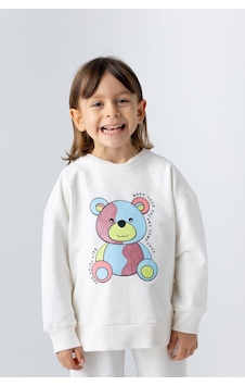 Zeyland Kız Çocuk Ayı Desenli Sim Baskılı Sweatshirt-ekru Ekru Zeyland Kız Çocuk Ayı Desenli Sim Baskılı Sweatshirt-ekru Ekru
