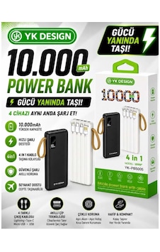 Yk Desıgn Pb-5005 10.000 Mah Kendinden Kalolu Powerbank Siyah Yk Desıgn Pb-5005 10.000 Mah Kendinden Kalolu Powerbank Siyah