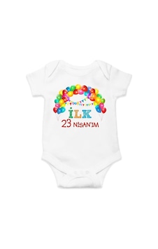 Hediyenza İlk 23 Nisan Özel Tasarım Bebek Zıbın Pamuklu Çıtçıtlı Body Beyaz Hediyenza İlk 23 Nisan Özel Tasarım Bebek Zıbın Pamuklu Çıtçıtlı Body Beyaz
