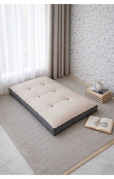 Düğmeli Yer Minderi 60x120 Krem Düğmeli Yer Minderi 60x120 Krem
