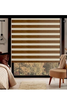 Kahverengi Bambu Zebra Stor Perde Altı Düz
