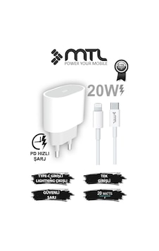 20w Pd Qc 4.0 Destekli Type-c Çıkışlı Adaptör + Type-c To Lightning Kablo Hızlı Şarj Seti Mt1703