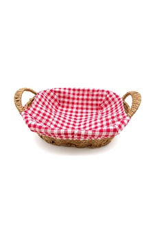 İbico Ekmeklik Oval Ahşap Hasır Renkli Bezli 28x22cm