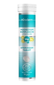 Miraderm Magnezyum Kompleks Ve Vitamin B6 İçeren Takviye Edici Gıda 20 Tablet