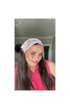 El Örgüsü Pudra Pembe Saç Filesi - Bohem Stil Bandana Pembe El Örgüsü Pudra Pembe Saç Filesi - Bohem Stil Bandana Pembe