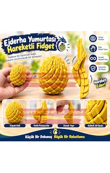 Ejderha Yumurtası Hareketli Dragon Egg Fidget Stres Sarı Ejderha Yumurtası Hareketli Dragon Egg Fidget Stres Sarı