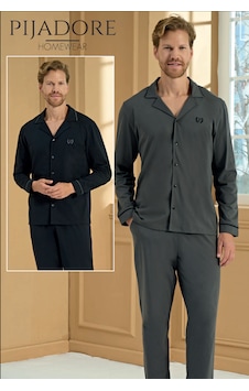 Pijadore %100 Pamuk 2281 Uzun Kol Erkek Pijama Takımı Siyah Pijadore %100 Pamuk 2281 Uzun Kol Erkek Pijama Takımı Siyah