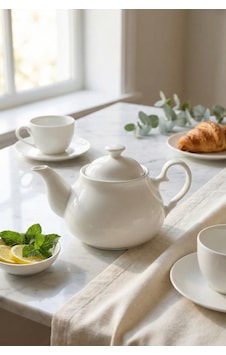 750 Ml Beyaz Porselen Demlik & Şık Kahvaltı Ve Çay Saati Sunum Gereci Şeffaf