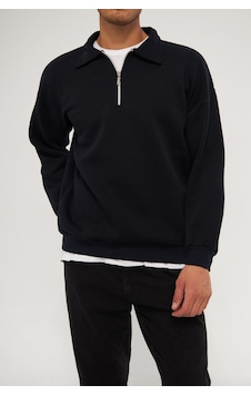 Ghassy Co. Erkek Polo Yaka Oversize Yarım Fermuarlı Sweatshirt 001 Lacivert Ghassy Co. Erkek Polo Yaka Oversize Yarım Fermuarlı Sweatshirt 001 Lacivert