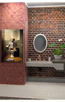 Dekoratif Dikey Kanvas Tablo Tekli Ev Kafe Ofis Banyo Tuvalet Gazete Okuyo Golden Retriever 2062