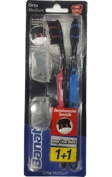 Banat Deep Clean Black 1 + 1 Kapaklı Diş Fırçası Medium Banat Deep Clean Black 1 + 1 Kapaklı Diş Fırçası Medium