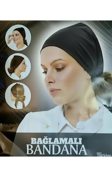 Esra Eşarp & Butik Bandana Bone / Bağlamalı - Siyah Siyah Esra Eşarp & Butik Bandana Bone / Bağlamalı - Siyah Siyah