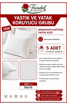5'li Paket Kapitone Yastık Alezi 50x70 Cm - Fermuarlı, Sıvıya Dirençli Leke Tutmaz Beyaz Yastık Koruyucu Kılıf Beyaz Beyaz