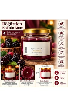 Böğürtlen Kokulu Jel Mum 330 Cc 32 Saat Yanma Süreli Cam Kavanoz Mum Dekoratif Aromalı Mum Beyaz - Kırmızı - Bordo Böğürtlen Kokulu Jel Mum 330 Cc 32 Saat Yanma Süreli Cam Kavanoz Mum Dekoratif Aromalı Mum Beyaz - Kırmızı - Bordo