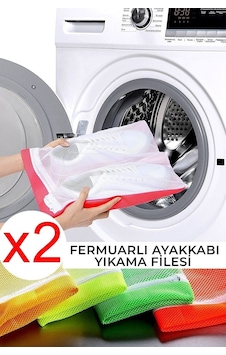 Serstil 2 Adet - Fermuarlı Ayakkabı Yıkama Filesi Çok Renkli