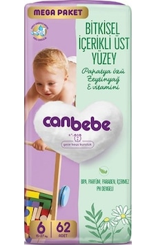 Canbebe Bebek Bezi Mega Paket 6 Beden Xl 15-27kg 62 Adet