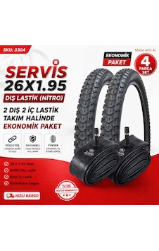 Servis 26x1.95 Dış Lastik Nitro Bisiklet Lastiği + İç Lastik 2 Şer Adet Takım