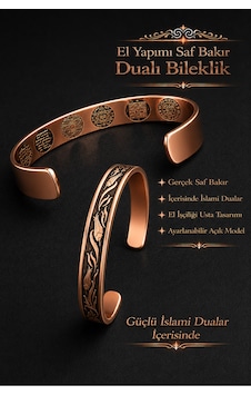 İçi Dualı Erkek Kadın %100 Saf Bakır Bileklik Lale Desenli Süleyman Mührü, Nas Felak, Ve İsmi Azam Ayarlanabilir İçi Dualı Erkek Kadın %100 Saf Bakır Bileklik Lale Desenli Süleyman Mührü, Nas Felak, Ve İsmi Azam Ayarlanabilir