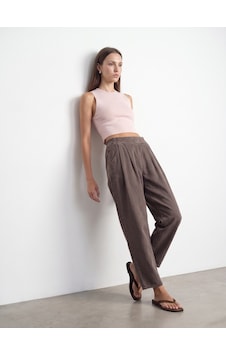 Dilvin 72349 %100 Pamuk Beli Lastikli Jean-kahve
