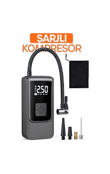Dijital Ekranlı Şarjlı Araç Hava Kompresörü Ledli Powerbank Lastik Top Yatak Şişirme Pompası 150psi Dijital Ekranlı Şarjlı Araç Hava Kompresörü Ledli Powerbank Lastik Top Yatak Şişirme Pompası 150psi