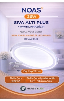 36w Sıva Altı Plus Ayarlanailir Led Panel Beyaz Noas Yl12-3600 Beyaz 36w Sıva Altı Plus Ayarlanailir Led Panel Beyaz Noas Yl12-3600 Beyaz