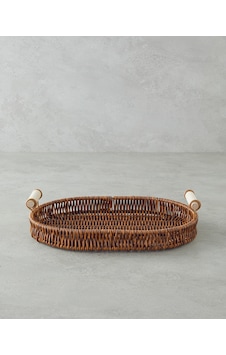 Boho Plastik Rattan Tepsi 29x20x3 Cm Kahverengi Boho Plastik Rattan Tepsi 29x20x3 Cm Kahverengi