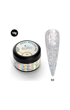 Momo Professional Ariel Builder Gel Nail Art İçin Protez Tırnak Jeli No.03 Şeffaf Holografik Turuncu Sarı Simli 10 Gr Momo Professional Ariel Builder Gel Nail Art İçin Protez Tırnak Jeli No.03 Şeffaf Holografik Turuncu Sarı Simli 10 Gr