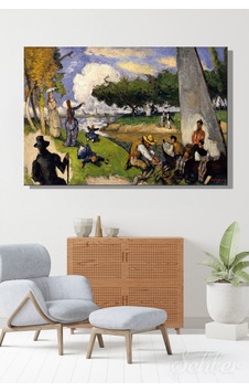 Paul Cézanne'in "balıkçılar Fantastik Sahne '' Adlı Eseri Yatay Kanvas Tablo 4756 Çok Renkli