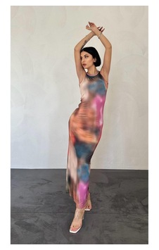 Mythrıva Bej Batik Desenli Elbise Mythrıva Bej Batik Desenli Elbise