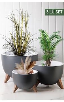 Nandy Home Ufo Model Saksı Seti Gri 3'lü Nandy Home Ufo Model Saksı Seti Gri 3'lü