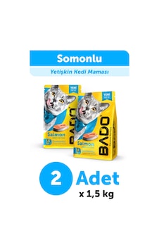 Bado Yetişkin Kedi Maması Somonlu 1,5 Kg 2'li Bado Yetişkin Kedi Maması Somonlu 1,5 Kg 2'li