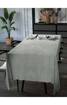 Ekru Renk Kadife Dokulu Masa Örtüsü Dertsiz Velvet Touch Serisi Ekru Ekru Renk Kadife Dokulu Masa Örtüsü Dertsiz Velvet Touch Serisi Ekru