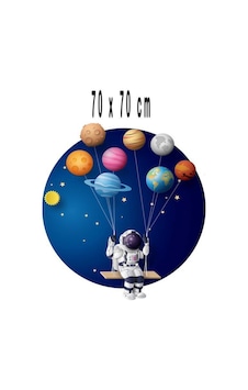 Mega Gezegen Kapı Duvar Çocuk Odası Sticker 70x70 Cm