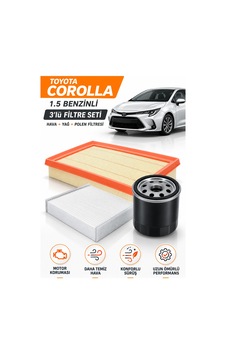 Toyota Corolla Uyumlu 1.5 Benzinli 3'lü Filtre Seti Hava+yağ+polen