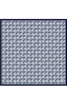 AKER Monogram Renkli Saf İpek Sura Eşarp Lacivert AKER Monogram Renkli Saf İpek Sura Eşarp Lacivert