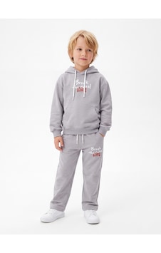 Toontoy Kids Toontoy Erkek Çocuk Kapüşonlu Break The Rules Baskılı Eşofman Takım Gri