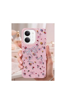 Poco X8 Pro Max Taşlı Desenli Fiyonk Silikon Kılıf Pembe Poco X8 Pro Max Taşlı Desenli Fiyonk Silikon Kılıf Pembe