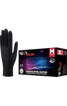Beybi Njoy Siyah Nitril Eldiven Tek Kullanımlık Medium Paket 100