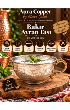 Bakır Ayran Tası Ve Bardak 200 Ml Dövme Kulplu Ajda Gümüş Bakır Ayran Tası Ve Bardak 200 Ml Dövme Kulplu Ajda Gümüş