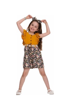 İrem Çocuk Giyim Kız Çocuk Çiçek Desen Fırfırlı Tulum Sarı İrem Çocuk Giyim Kız Çocuk Çiçek Desen Fırfırlı Tulum Sarı