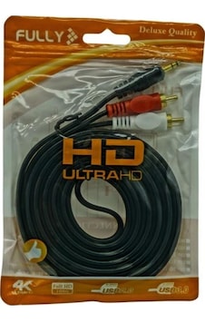 Fully G-530ag 3 Metre Gold Uçlu 2 Rca - 3.5mm Stereo Ses Kablosu Fully G-530ag 3 Metre Gold Uçlu 2 Rca - 3.5mm Stereo Ses Kablosu